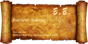 Bartho Barna névjegykártya